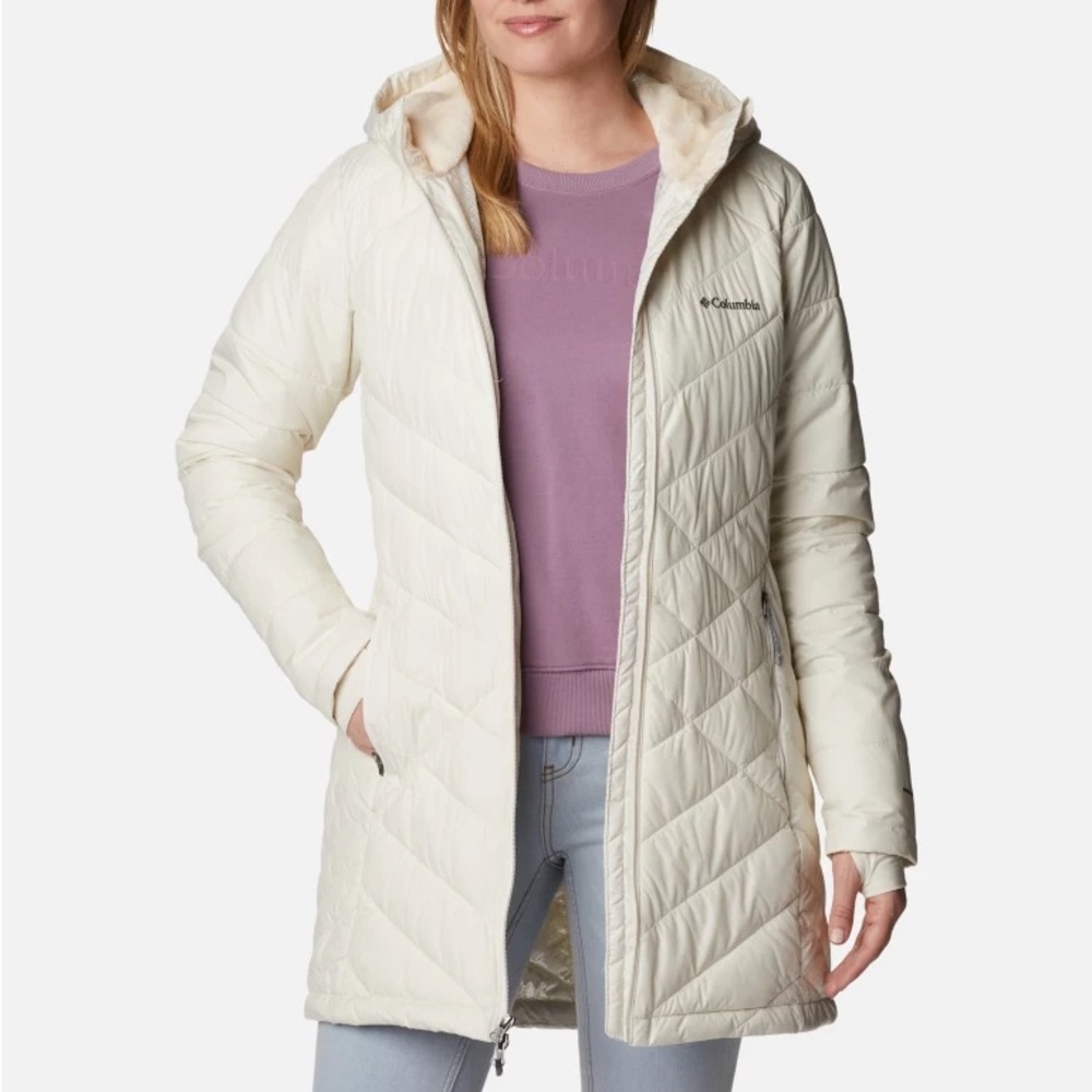 Columbia NWT Women's Heavenly Long Hooded Jacket Sz L Water Resistant Insulated - Picture 2 of 9